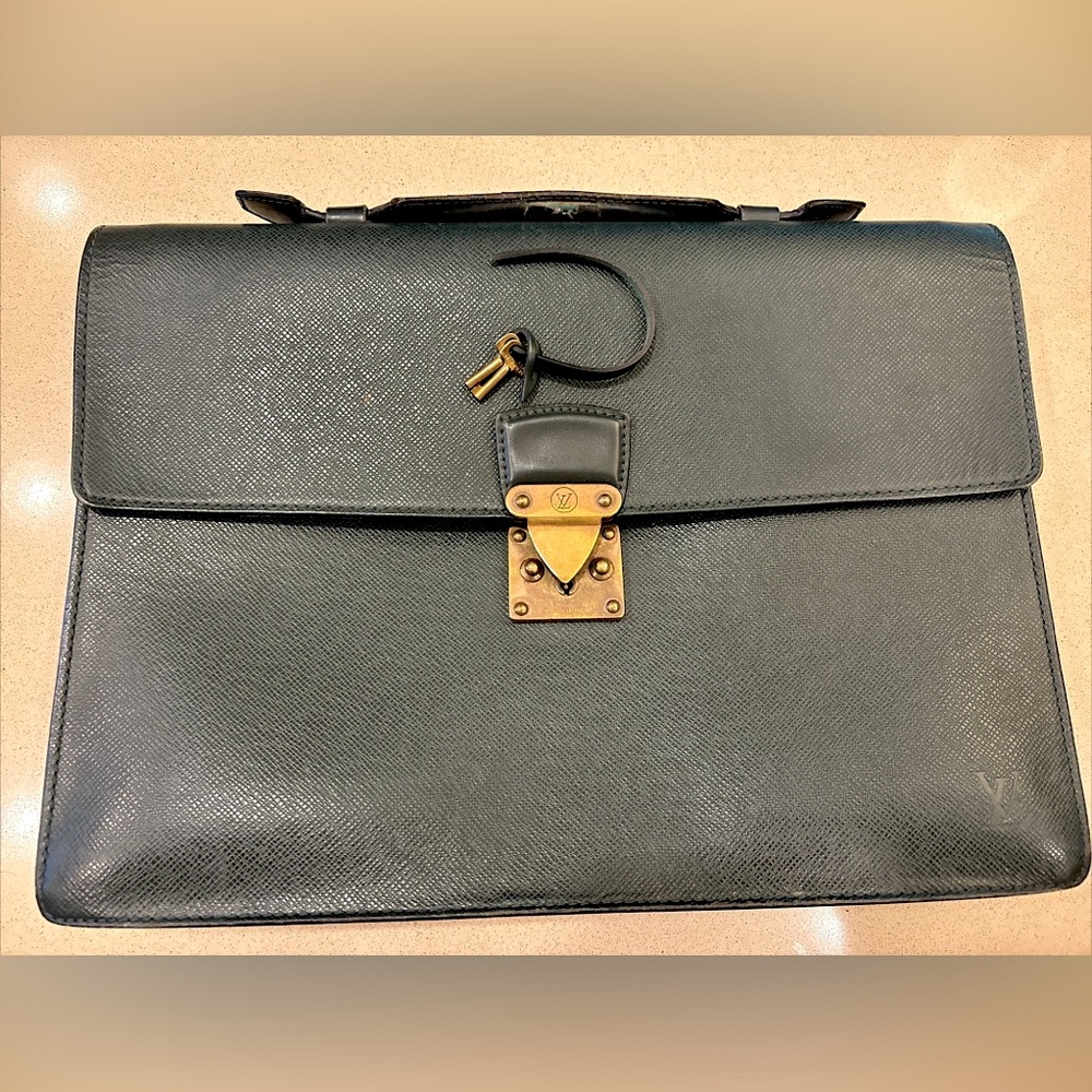 Louis Vuitton Taiga Leather Briefcase Document Carrier Green Project